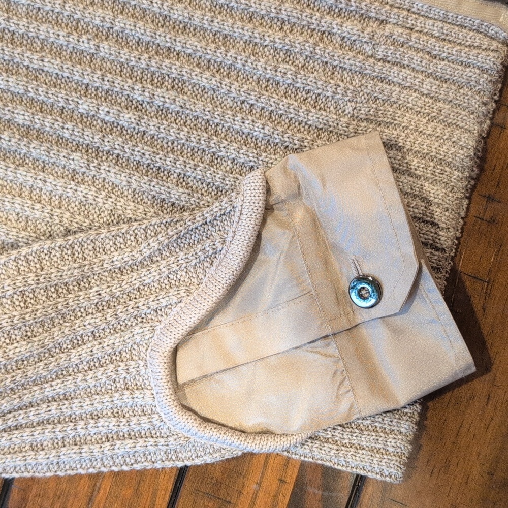 St. John Ribbed Knit Full Zip Sweater Linen Wool Silk Blend - Picture 3 of 8
